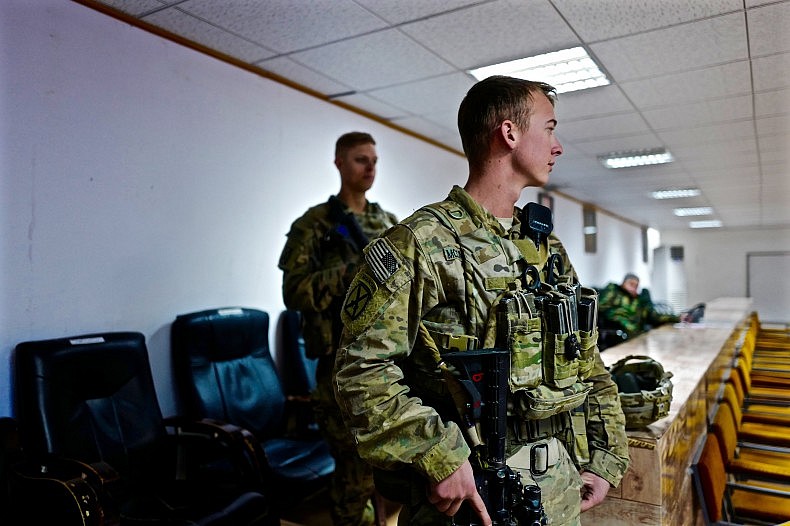 A "Guardian Angel"-- U.S. soldiers who act as bodyguards for NATO advisers. Photo by Franz-Stefan Gady.