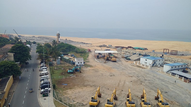 View of land reclamation in Colombo, Sri Lanka.