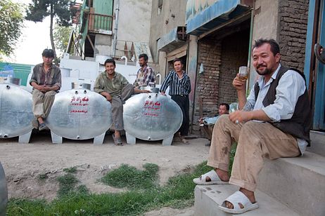 Afghan workers enjoying afternoon tea Afghan workers enjoying afternoon tea