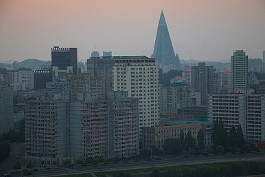 Pyongyang Skyline and modern hotel Ryugyong