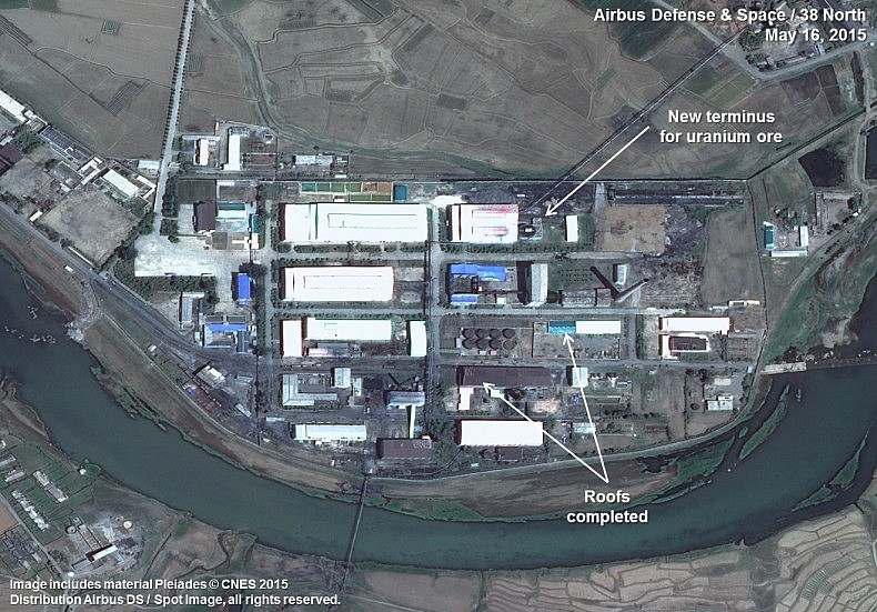 Pyongsan Uranium Concentration Plant 2015. Image includes material Pleiades © CNES 2015. Distribution Airbus DS / Spot Image, all rights reserved.