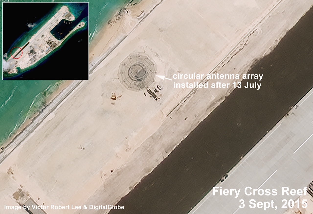 South China Sea Satellite Imagery Shows China S Buildup On Fiery Cross Reef The Diplomat