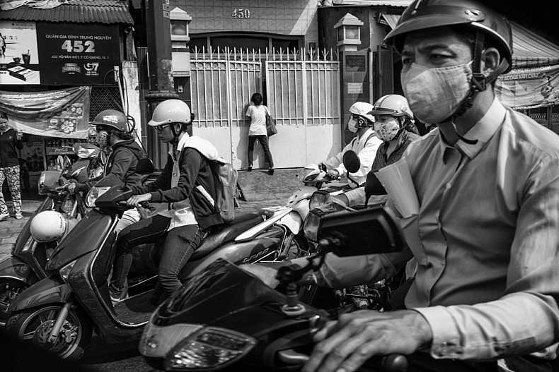 Traffic congestion just outside Ho Chi Minh City, Vietam as we make our way south to coast of Vietnam where the Mekong meets the South China Sea. Photo by Gareth Bright.