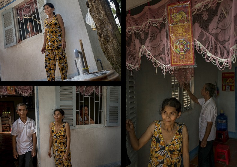 Mung, 49, and her uncle Dan stand in front of their family home. Photos by Luc Forsyth.
