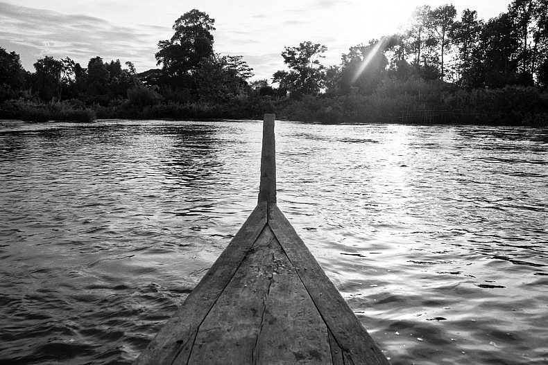 The Khone Falls in Laos stretch the breadth of the Mekong river and prevent it from acting as a commercially viable transportation route. Photo by Gareth Bright.