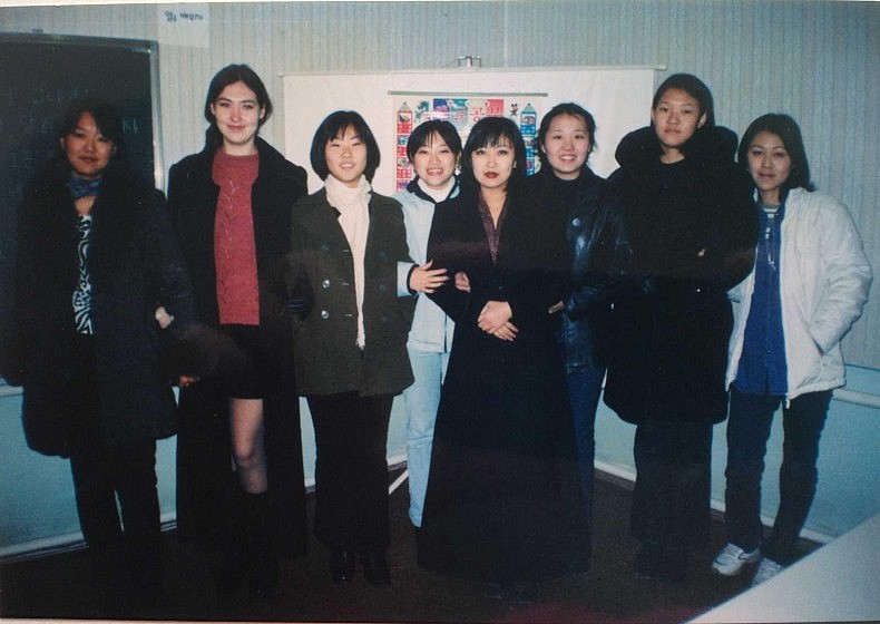 Studying Korean together with my Korean classmates in Tashkent in the early 2000s. Courtesy of Victoria Kim.