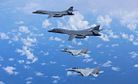 US B-1B Bombers and Japanese Fighters Stage Exercises in the East China Sea