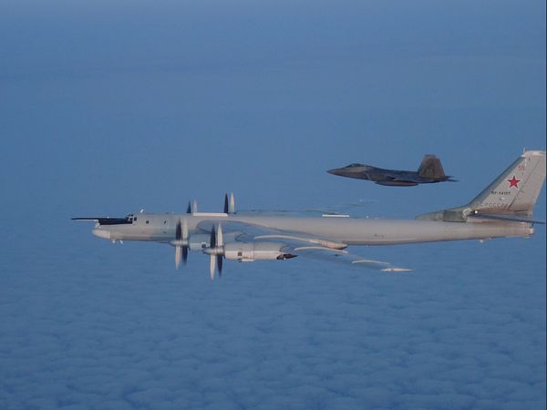 Two Russian strategic bombers patrolled over the Bering Sea