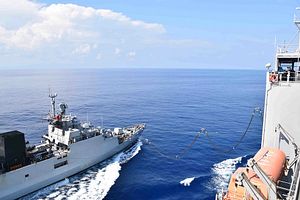 US Navy Ship Replenishes Indian Navy Ship in South China Sea