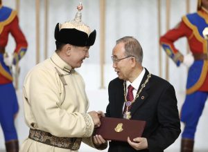 Former UN Secretary-General Ban Ki-moon Receives Supreme Decoration From Mongolia